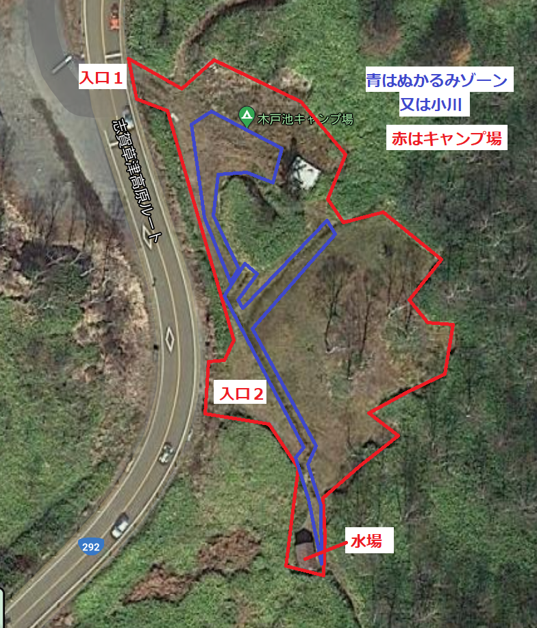 志賀高原の木戸池キャンプ場の見取り図