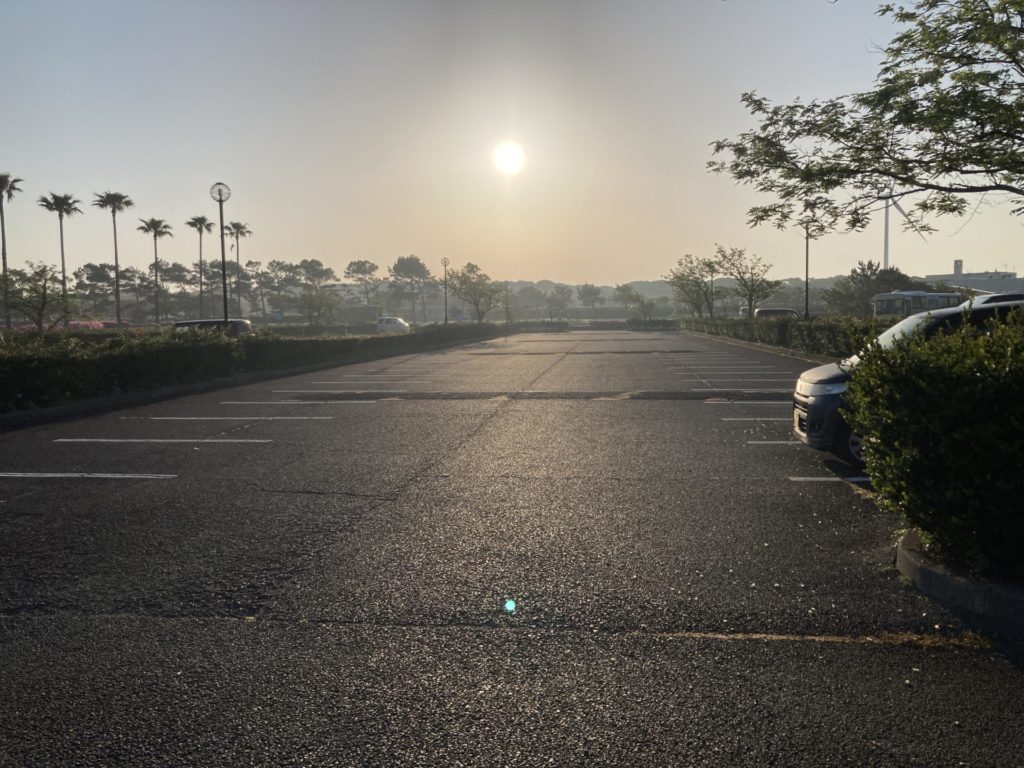 竜洋海洋公園の一般道の駐車場（早朝撮影）