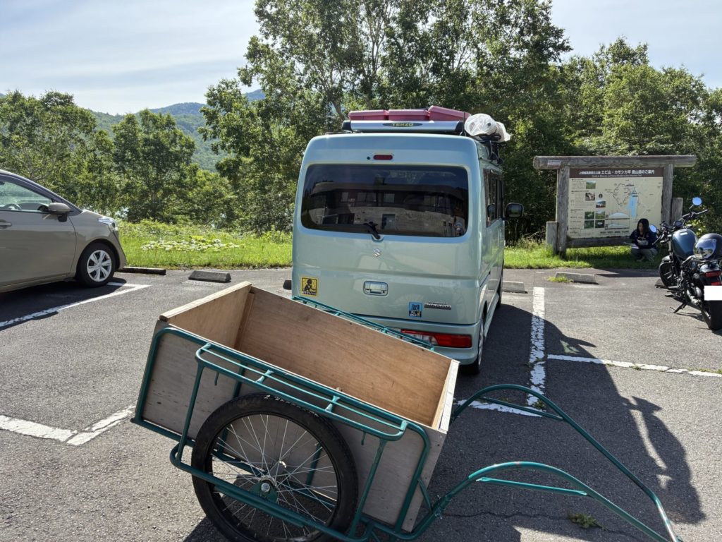 野反湖キャンプ場テント泊　リヤカー