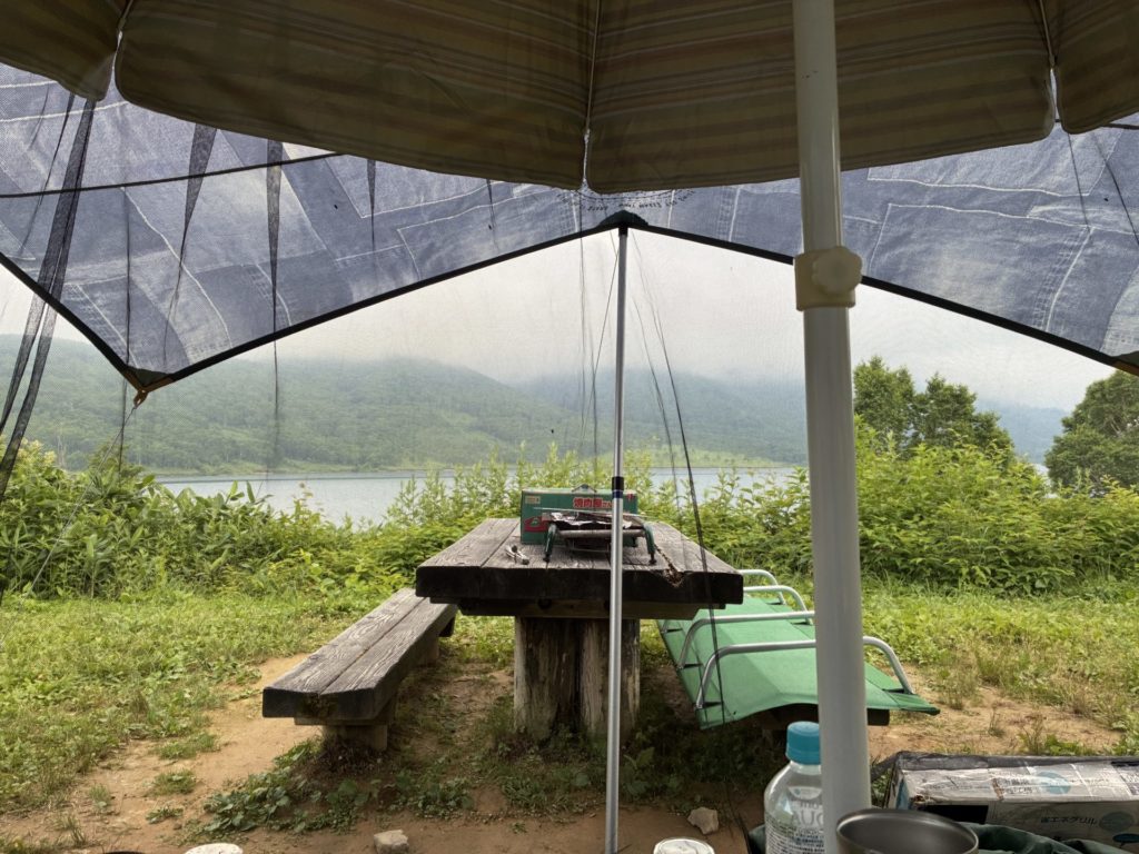 野反湖キャンプ場テント泊で蚊帳使用