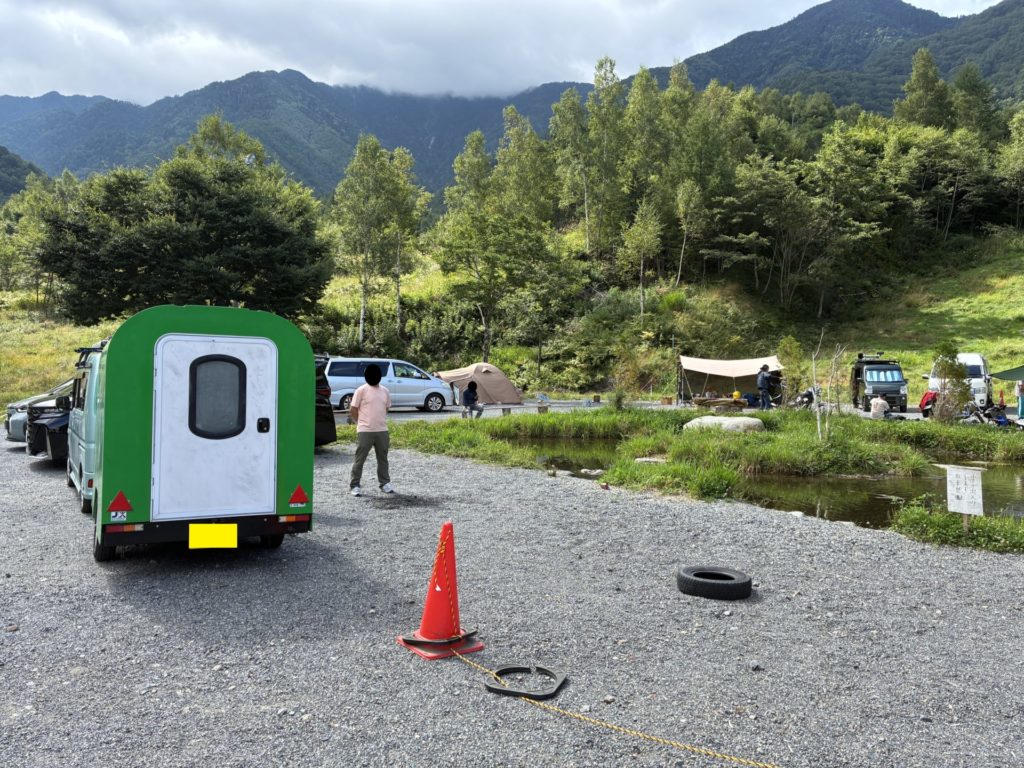 軽キャンピングトレーラーの幌馬車くんで行く「木曾駒冷水公園キャンプ場」車中泊