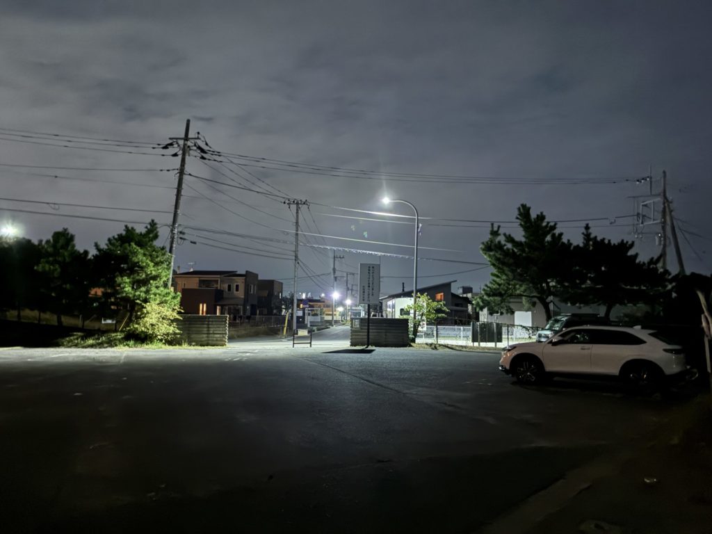 大洗サンビーチキャンプ場の駐車場　外灯あり