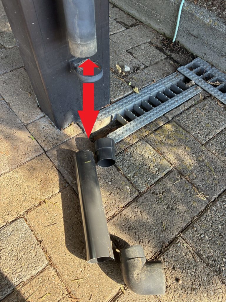 カーポートの高さ調整DIYで雨樋の延長施工